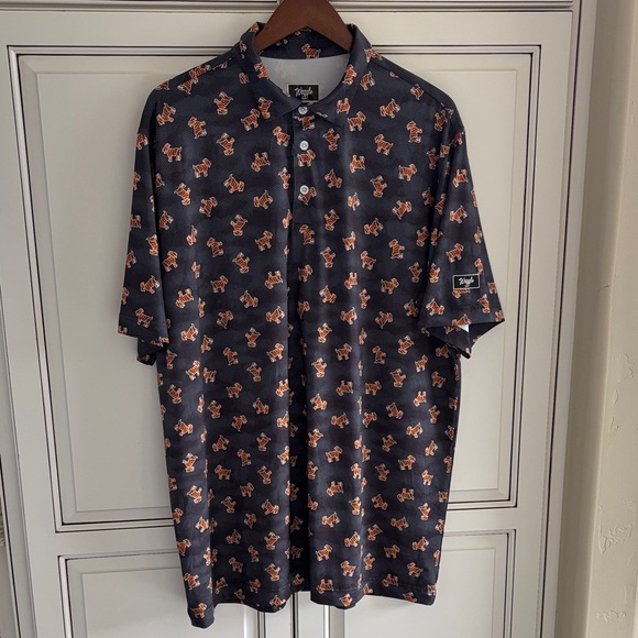Waggle Tiger Goat Performance Polo Golf Shirt Camo Gray Stretch Mens 2XL XXL - Picture 3 of 9
